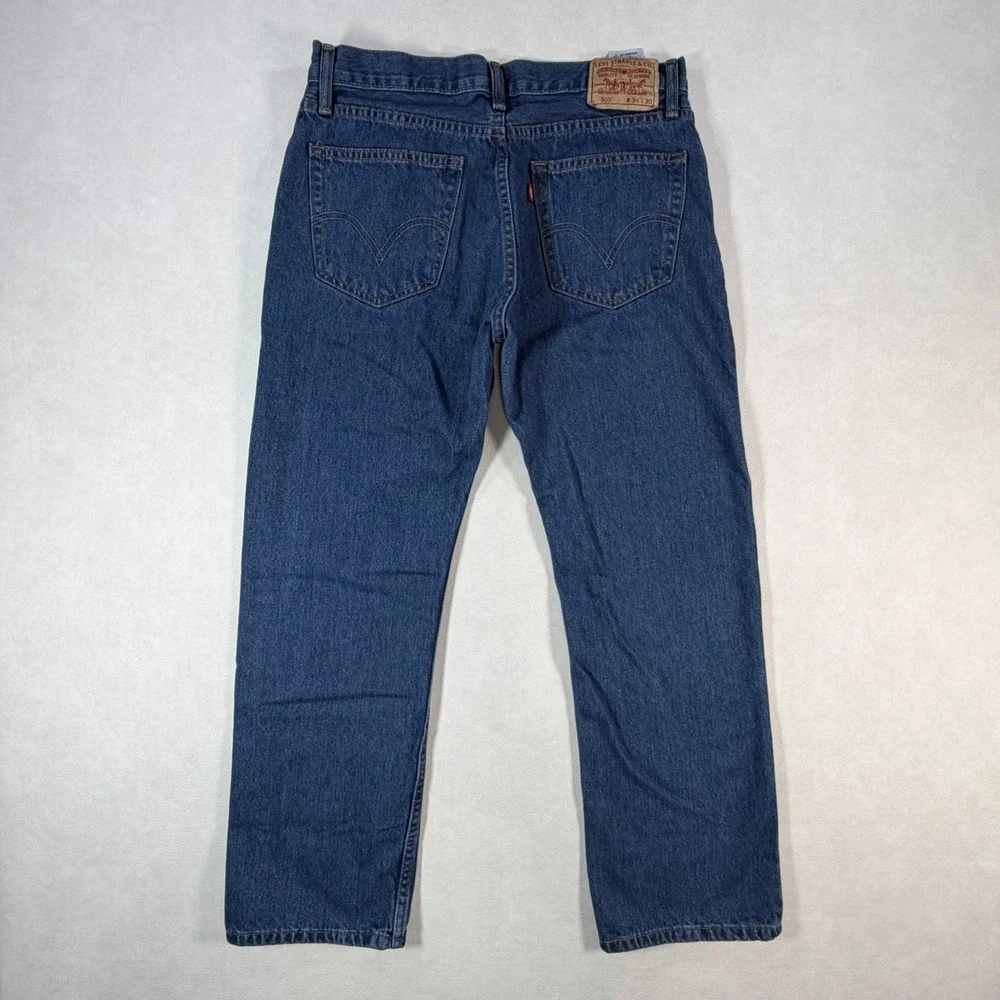 Y2K Levis‎ 505 Straight Fit Mens 32x30 Blue Denim Jeans Medium Wash Zip Fly